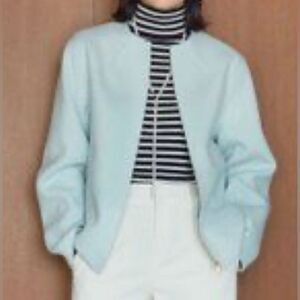 Lady Dorby seafoam mint green zip up blazer jacket size 28W